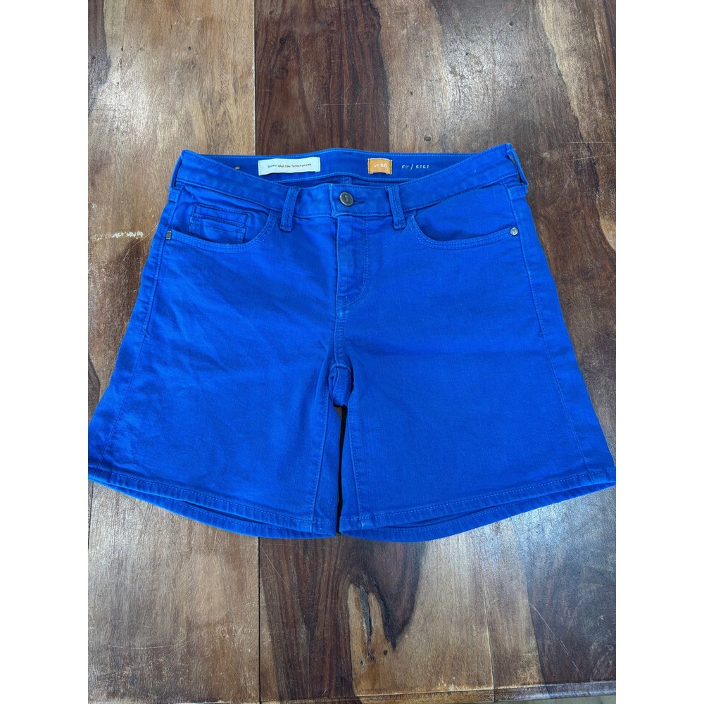 Anthropologie Pilcro and the Letterpress cobalt blue denim shorts mid rise sz 26
